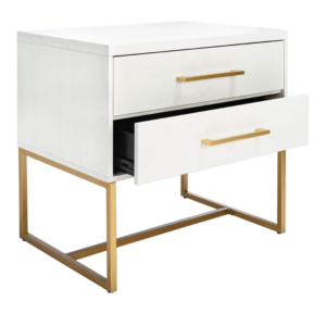 Falo 4034 with Brushed Gold Metal Base and Handles, White