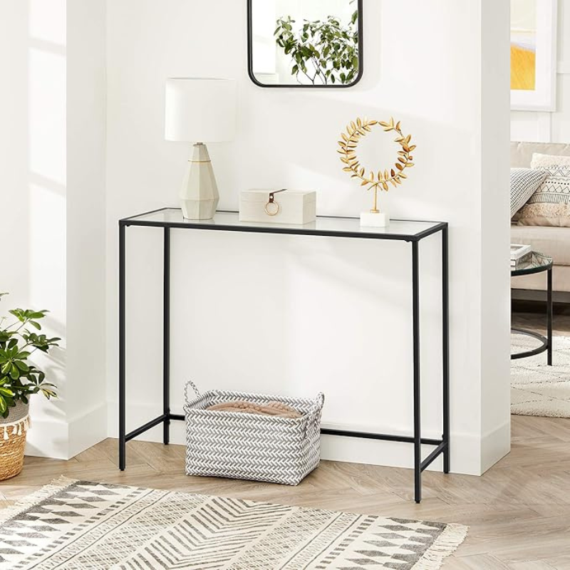 Joyce Console Table, Entrance Table, Sofa End, Tempered Glass Table Top