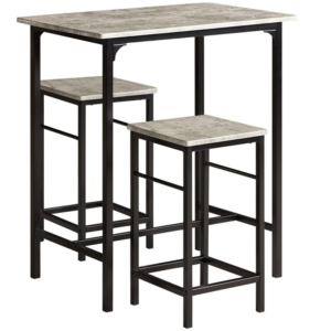 CN Set of Table and 2 Bar Chairs with Footrest Table and 2 Bar Stools