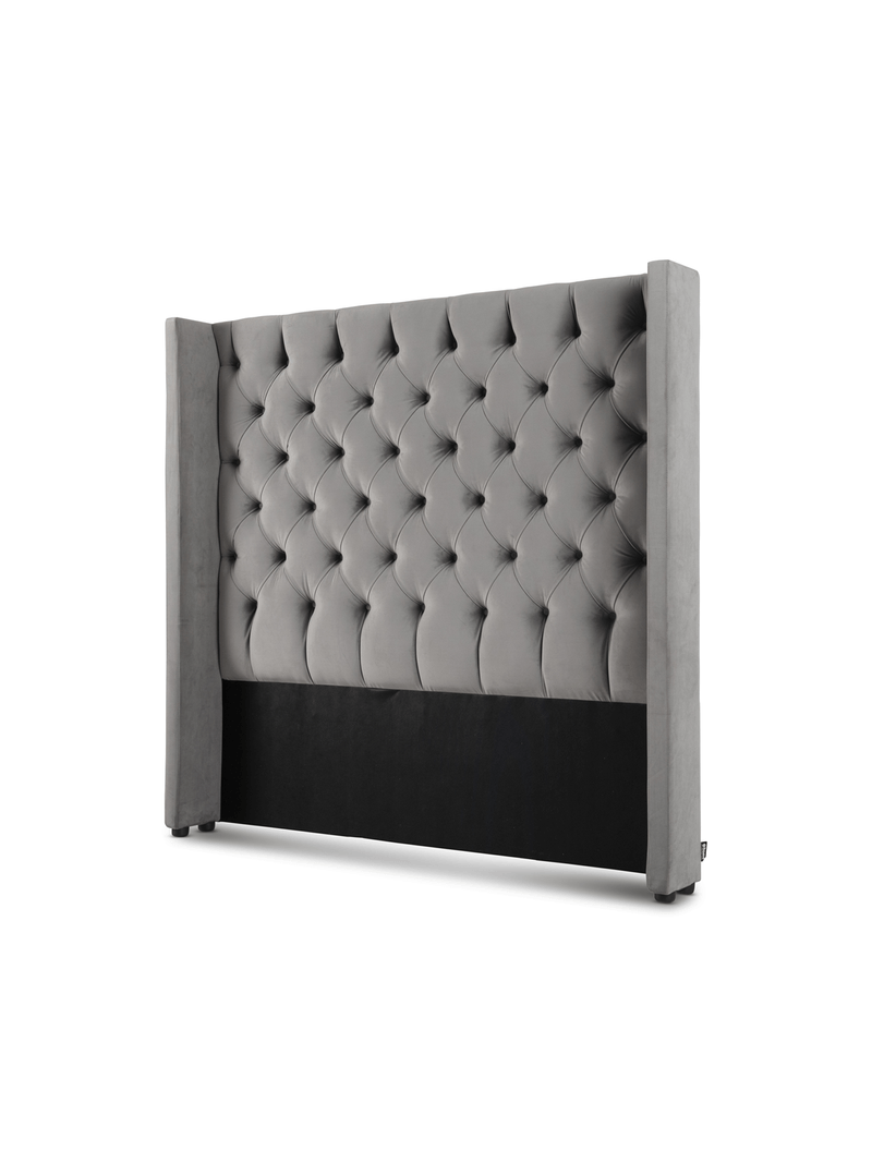 PDL Velvet Wingback Headboard- Double - Grey Bed Frame - Image 3