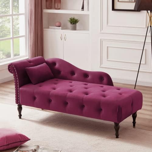 KF Velvet Rolled Arm Chaise Lounges Indoor Chair, Right Arm Facing Chaise Lounge - Image 3