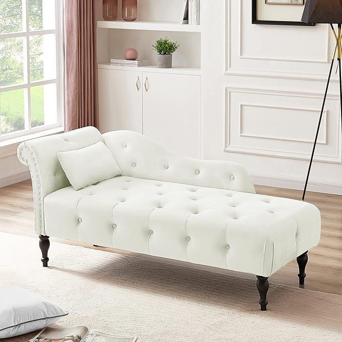 KF Velvet Rolled Arm Chaise Lounges Indoor Chair, Right Arm Facing Chaise Lounge - Image 8
