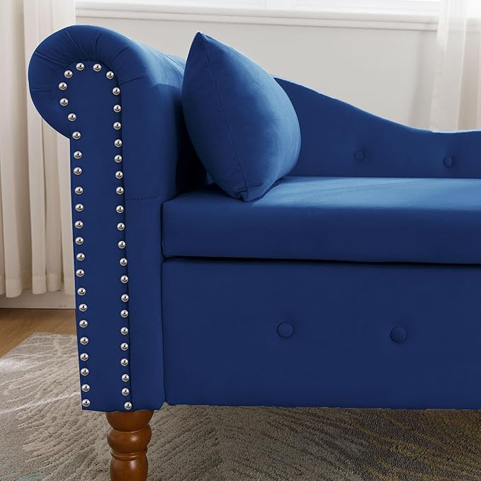 MK Upholstered Velvet Rolled Arm Chaise Lounges Indoor Chair, Right Arm Facing Chaise Lounge - Image 8