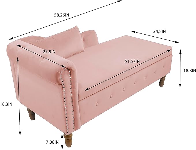 MK Upholstered Velvet Rolled Arm Chaise Lounges Indoor Chair, Right Arm Facing Chaise Lounge - Image 6