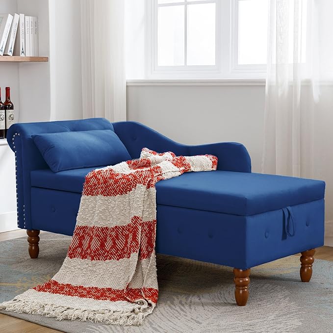 MK Upholstered Velvet Rolled Arm Chaise Lounges Indoor Chair, Right Arm Facing Chaise Lounge - Image 5