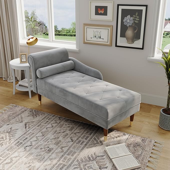 BV-Velvet Chaise Lounge Indoor,Upholstered Furniture Lounge Chair - Image 3