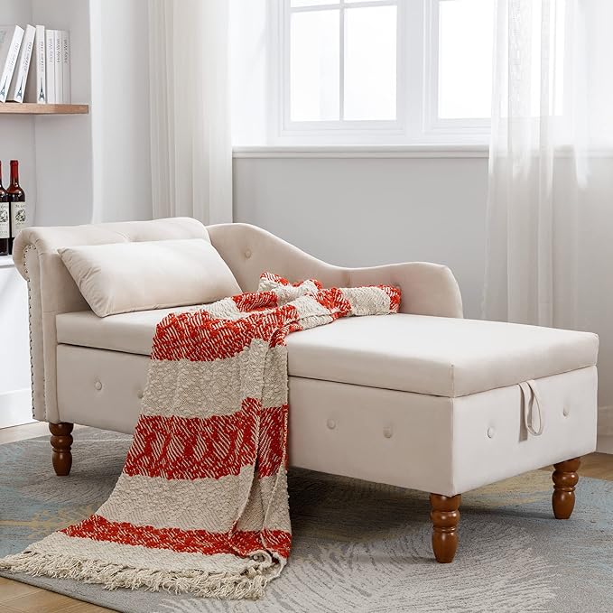 MK Upholstered Velvet Rolled Arm Chaise Lounges Indoor Chair, Right Arm Facing Chaise Lounge - Image 9