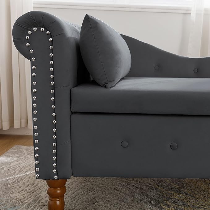 MK Upholstered Velvet Rolled Arm Chaise Lounges Indoor Chair, Right Arm Facing Chaise Lounge - Image 4