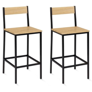 CM - Set of 2 Detroit Bar Stools with Backrest Kitchen Chair Industrial Design