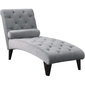 VR-Coaster Furniture Tufted Chaise with Small Bolster Pillow Grey