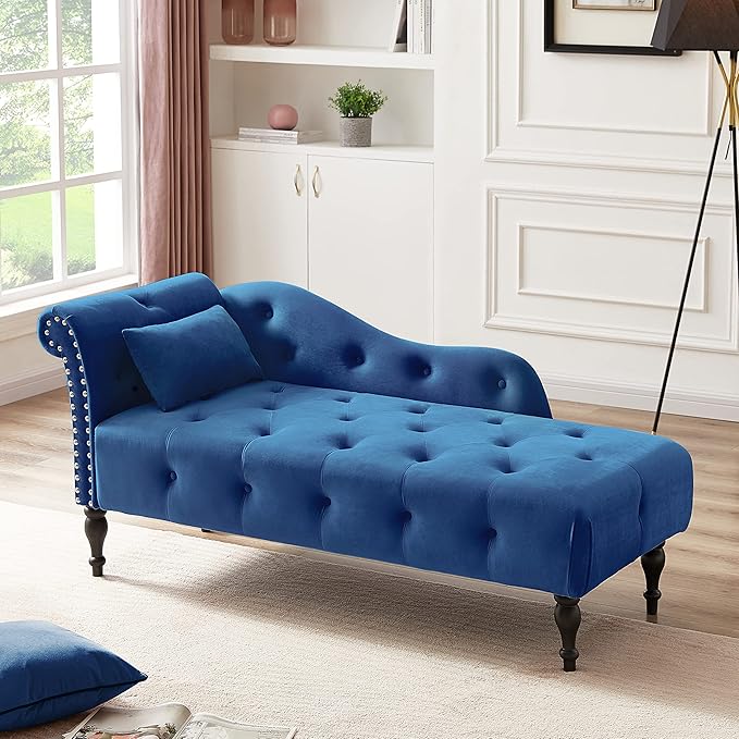 KF Velvet Rolled Arm Chaise Lounges Indoor Chair, Right Arm Facing Chaise Lounge - Image 4