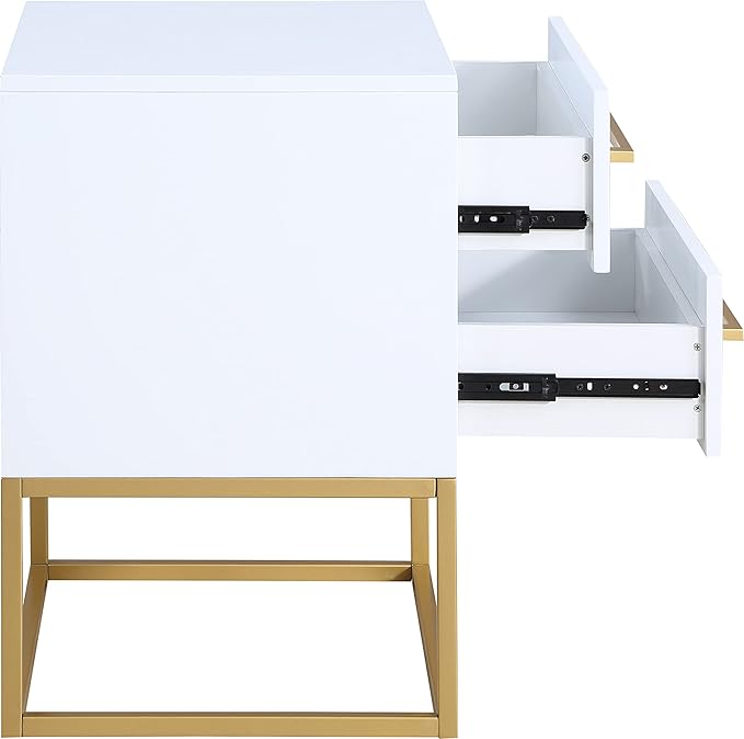 Falo 4032 with Brushed Gold Metal Base and Handles, White, 22" W x 17" D x 25.5" H - Image 4