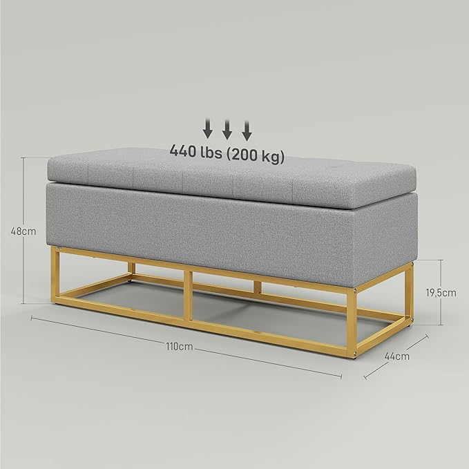 MMB Bench Storage Trunk 2 in 1 Padded Seat and Steel Legs - Image 3