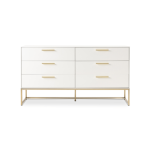 Linda 6 drawer chest white & brass