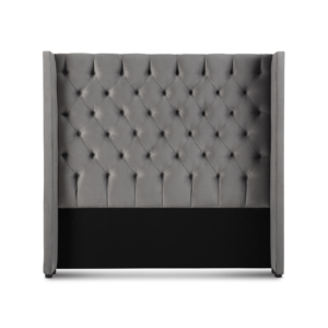PDL Velvet Wingback Headboard- Double - Grey Bed Frame