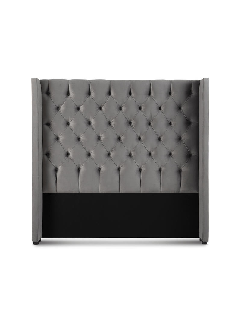 PDL Velvet Wingback Headboard- Double - Grey Bed Frame