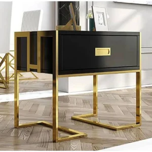 GH 1 Drawer Side Table Black & Gold