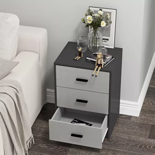 NB 3 Drawer Wooden Bedroom Bedside Cabinet - Image 20