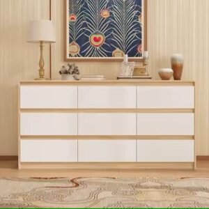 Chest of Drawers with 9 Drawers Compact and Classic Appearance White Drawer Dresser Sufficient Storage Space