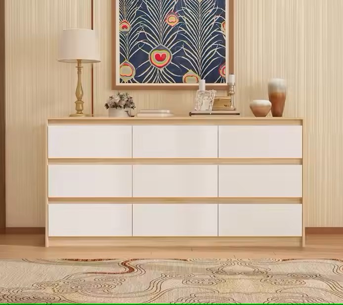 Chest of Drawers with 9 Drawers Compact and Classic Appearance White Drawer Dresser Sufficient Storage Space