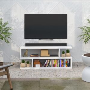 SR TV Stand with 3 Compartment | Wood Tv Unit with Storage Shelves