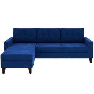 4-Seater L-Shaped Fabric Sectional Sofa – Blue