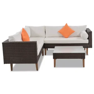 4-pieces Outdoor Handwoven Rattan Sofa Set, Patio Furniture