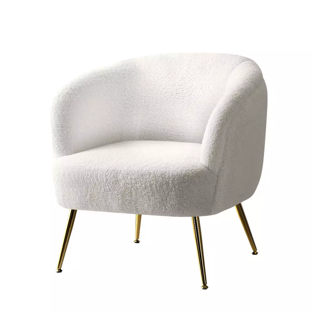 White Boucle Arm chair