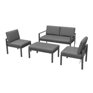 Garden Furniture Sofa Set with Adjustable Table – Grey Como Outdoor Collection