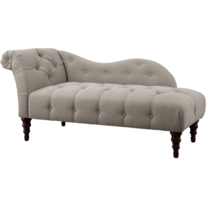 GB 66 in. Chaise Lounger - Tufted Polyester - Solid Wood - Brown & Beige