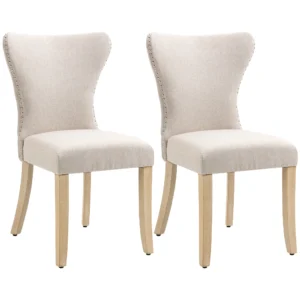 Anika Dining Chairs Set of 2 with Wing Backrest, Cream