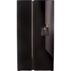 Defy 496L Elegant Black Glass Side by Side Fridge Freezer DFF456